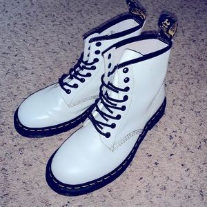 White 1460 Dr. Martens women patent lather boots